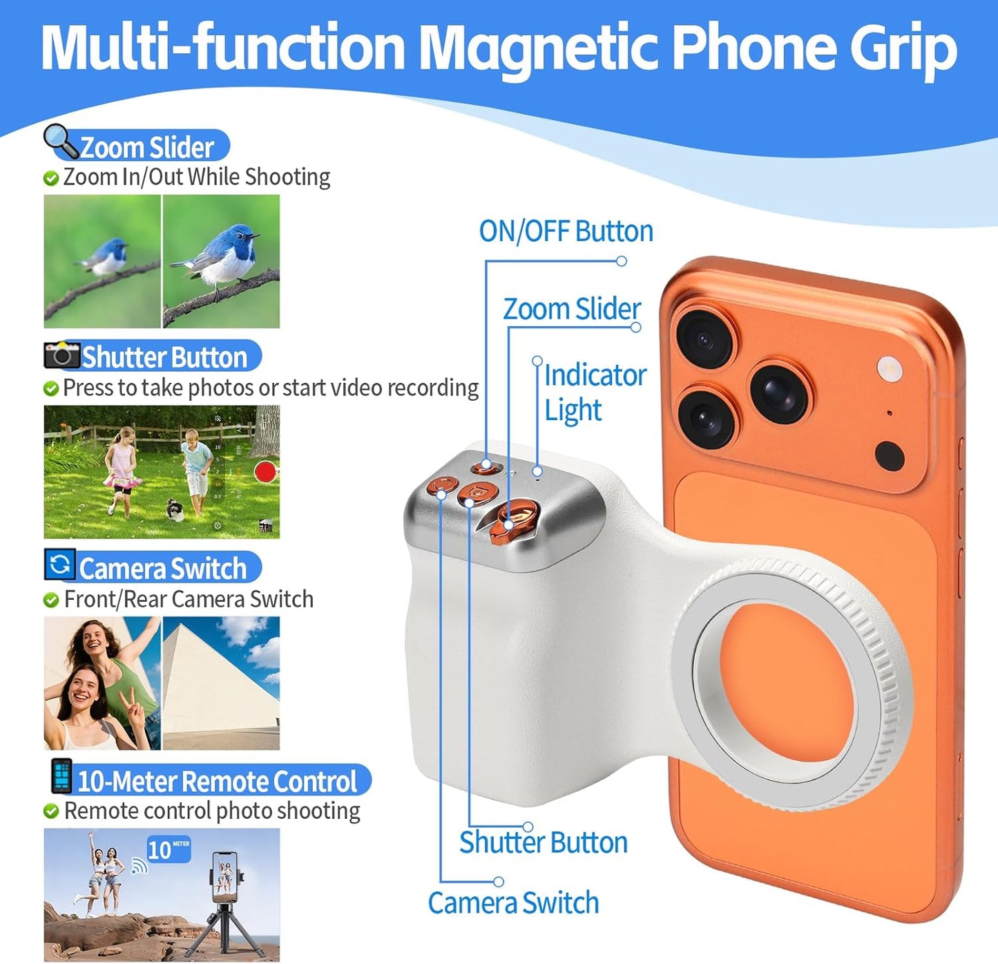 Magnetic Phone Camera Grip | Creator Kit for TikTok/Selfies/Photography/Video