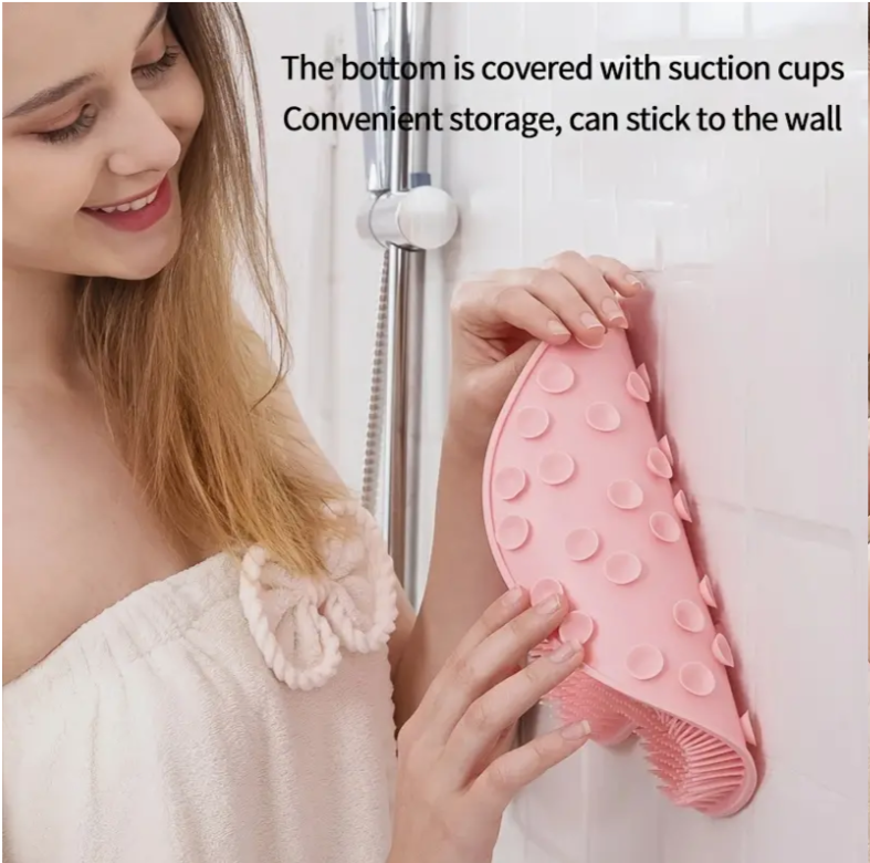 Back Scrubber,Silicone Bath Exfoliating Wash Massage Pad Brush With Non-Slip Suction Cups,Lazy Silicone Bath Massage Cushion Brush,Bathroom Wash Foot Mat