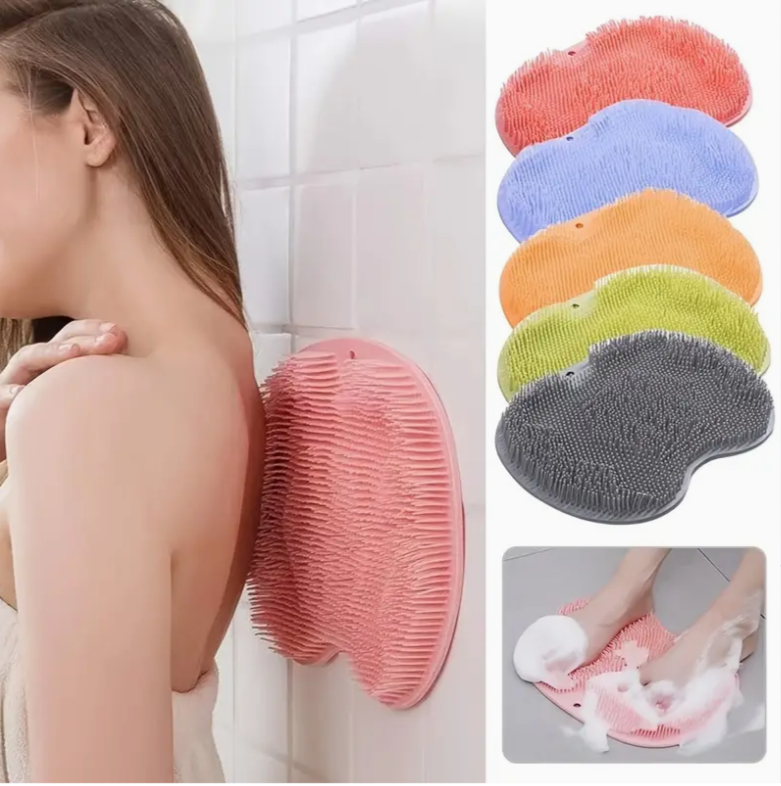 Back Scrubber,Silicone Bath Exfoliating Wash Massage Pad Brush With Non-Slip Suction Cups,Lazy Silicone Bath Massage Cushion Brush,Bathroom Wash Foot Mat