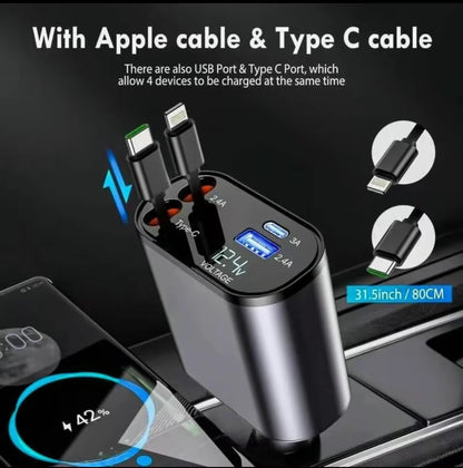 READYTECH™ 4-IN-1 Retractable Car Charger