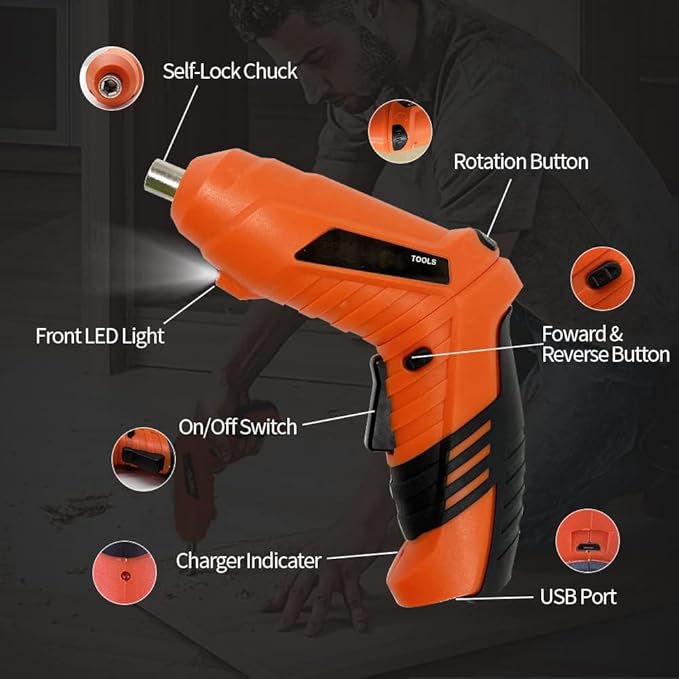 45PCS Mini Portable Electric Drill Cordless Screwdriver Tools