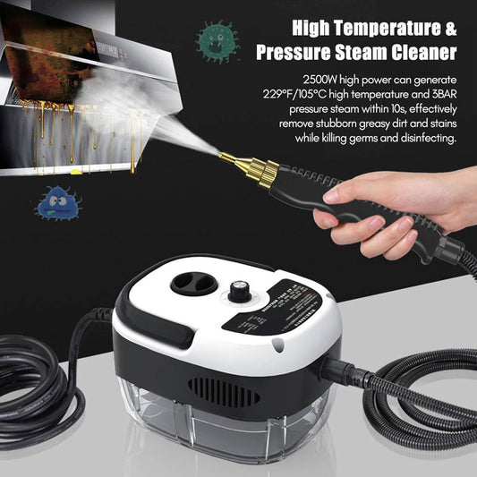 Portable Handheld Steam Cleaner, High Temperature Pressurized Steam Cleaning Machine with Brush Heads for Kitchen Furniture Bathroom Car