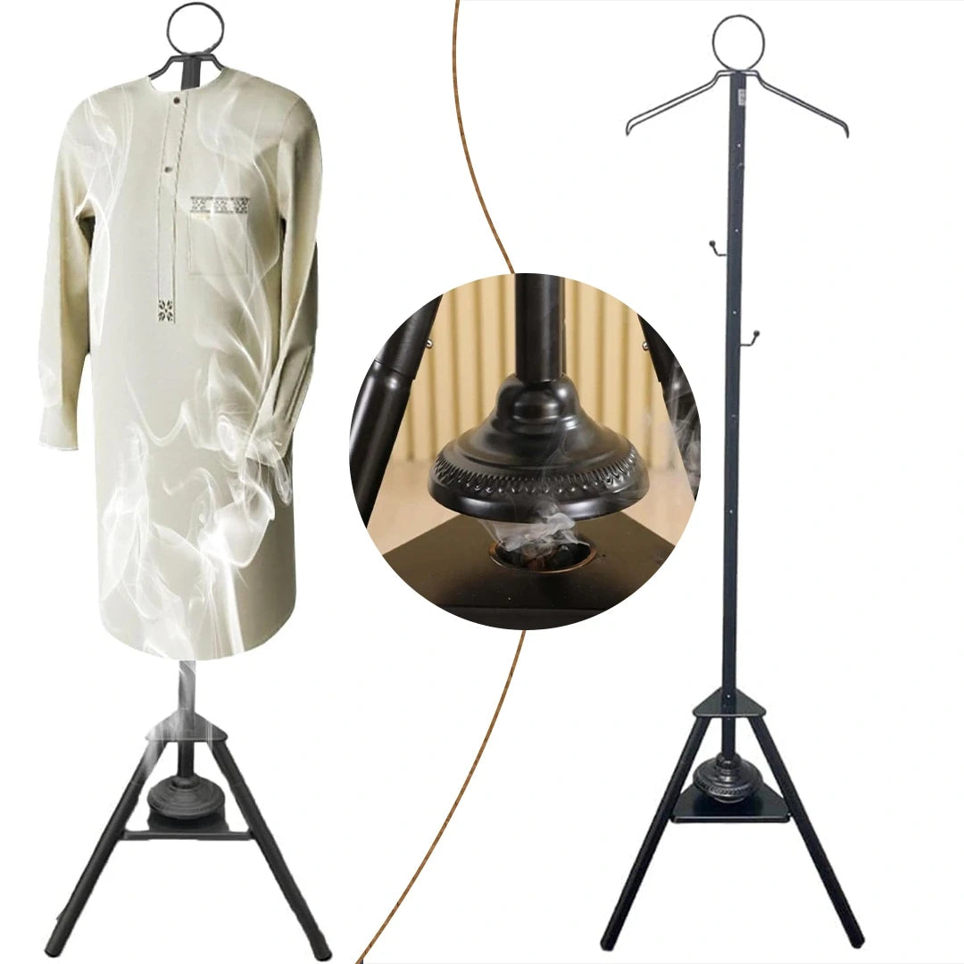 Clothes Incense Burner Stand - ( Bakhoor burner stand hanger with cloth hooks and holes for steaming clothes)
