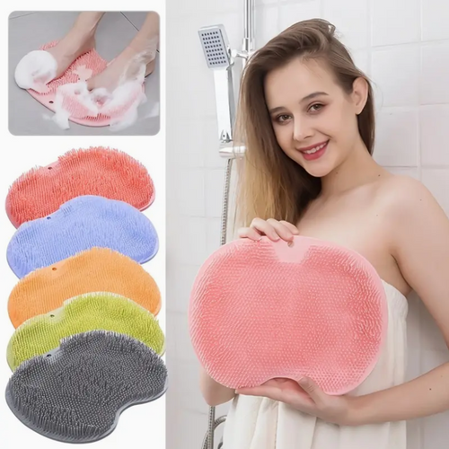 Back Scrubber,Silicone Bath Exfoliating Wash Massage Pad Brush With Non-Slip Suction Cups,Lazy Silicone Bath Massage Cushion Brush,Bathroom Wash Foot Mat