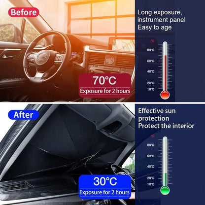 Car Windshield Sun Shade Umbrella (With Cover)